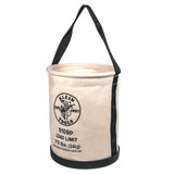 Klein Tools 5109P Canvas Bucket, Wide Straight Wall Tool Bucket with Pocket, Made of No. 6 Canvas and Black Molded Bottom, 75Lb
