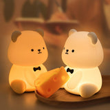 ipalmay Bear Night Lamp- 30min Auto-Off Kids Toddler Nursery Bedside Nightlight, 3 Brightness Modes 6 Light Colors Night Light f