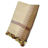 Haider Ali And Sons Handloom WomenS Bhagalpuri Organic Cotton Silk Blend Temple Border Dupatta (Stole)_Free Size (Brown)