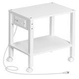 HOOBRO 2-Tier Printer Stand with Charging Station, Under Desk Printer Table, Printer Cart with Storage Shelves, Shelf for Small