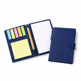 AccuPrints Compact Sticky Notes Organizer | 80 Pages with Pen Holder Navy Blue Paper Cover Colorful Sticky Tabs Button Closure 1