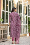 Anni Designer Women'S Cotton Blend Straight Printed Kurta With Pant & Dupatta (Doremi-Wine_L_Wine_Large),Wine,L,Cotton Blend,DOREMI NAVY_066,Kurta,Pant,Dupatta