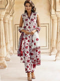 Shienzy Dupatta Set || Kurta Set || Kurta Pant Set || Ethnic Set || Sleeveless Kurta Set For Women Red M