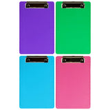 JAM PAPER Small Memo Plastic Clipboards with Low Profile Metal Clip - Mini (6 x 9) - Assorted Fashion Colors - 4 Clip Boards/Pac