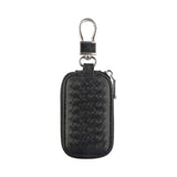 Keyzone Checkered Pattern Car Key Case, Smart Key Holder Pu Leather Key Chain Wallet, Coin Holder, Car Key Zipper Wallet (Black)