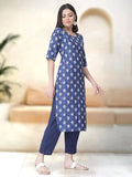 Pinkmint Straight Printed Kurti Party Wera Kurti Kurta Pant Set (Pack Of 2) Multicolor1 L