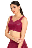 Soch Womens Fuchsia Sequinned Sweetheart Neck Georgette Padded Blouse Fuchsia 34