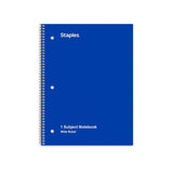 Staples 1Subject Notebook, 8x10.5 Inch, Wide Ruled, 70 Sheets, Blue