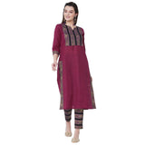 Gosriki Women'S Cotton Straight Kurta With Trousers (Ziya-Wine_Xl_Purple_X-Large),Purple,,B0983VP5WD