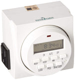 Autopilot Dual Outlet 7Day Grounded Digital Programmable Timer, 1725W, 15A, 1 Minute On/Off