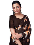 Satrani Womens Pure Georgette Saree (3633S104N_Brown)