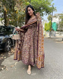 Gosriki Women'S Rayon Viscose Anarkali Printed Kurta With Palazzo & Dupatta (Kahini Multi-Gs_L_Multicolor_Large),Multicolour,,B0F911YN93