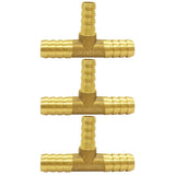Uenede 3PCS Brass 3/8 to 1/4 to 3/8 (10-6-10 mm) Barb Reducer Tee Splicer Mender Hose Barbed Fitting 3-Way Reducing Union Int