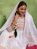 Libas Off White Organza Printed Kurta Sets For Women Off White Xl