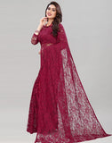 Satrani Womens Knit Net Saree (2135S174N_Maroon)