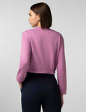 FYLTR Women's Round Neck Drop Shoulder Sweatshirt - Full Sleeve | Elasticated Waist & Cuff | Boxy Fit | Stripe Detailing,Cotton Candy Blush