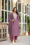 Anni Designer Women'S Cotton Blend Straight Printed Kurta With Pant & Dupatta (Doremi-Wine_L_Wine_Large),Wine,L,Cotton Blend,DOREMI NAVY_066,Kurta,Pant,Dupatta
