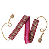 Handicrafted Belt For Women | Dark Pink Belt With Golden Tassles | Wear With Suits, Kurtis And IndoWestern Dresses(40)