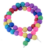 Natural Stone Beads for Jewelry Making Round Smooth Genuine Colorful Volcanic Lava Gemstone Loose Energy Healing Beads for Neckl
