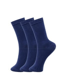 Mustang Kids School Socks Cotton Full Length Socks Soft Breathable Daily Wear Crew Socks Po3 (Navy) (In, Age, 6 Years, 8 Years