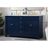 Elegant Decor Wesley 60 Steel And Solid Wood Double Bathroom Vanity Set In Blue