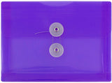 JAM PAPER Plastic Envelopes with Button & String Tie Closure - Index Size - 5 1/2 x 7 1/2 - Purple - 3/Pack
