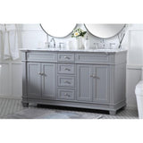 Elegant Decor Wesley 60 Steel And Solid Wood Double Bathroom Vanity Set In Gray