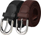Veteran Stretchable Braided Cotton Belt For Women Ladies Belt Black And Brown Color Combo Of 2 Pcs(Fits On Upto 34 Inch)(Stretch