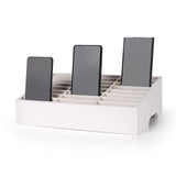 Ozzptuu 24-Grid Wooden Cell Phone Holder Desktop Organizer Storage Box for Classroom Office (White 24-Grid)