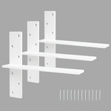 Floating Shelf Bracket 3/8 Thick Heavy Duty Shelf Brackets White 3 Pack Free Hanging Countertop Support Bracket 16 Lx2.5 W Float