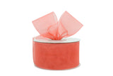Ribbon Bazaar Plain Sheer Organza 3/8 Coral 25yd Spool 100% Nylon Ribbon