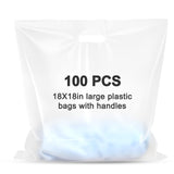 Maitys 100 Pcs 18x18 Clear Plastic Bags with Handles Large Merchandise Shopping Bags for Small Business, Retail, Boutique Stores