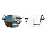 K.LAVER Progressive Multifocus Rimless Photochromic Reading Glasses Anti-Blue Light Transition Computer Multifocal Readers