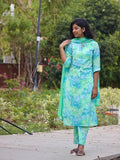 Anni Designer Women'S Rayon Blend Straight Printed Kurta With Pant & Dupatta (Korman Skyblue_Xxl_Sky Blue_Xx-Large),Sky Blue,2XL,Rayon Blend,Regular,