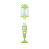 Nuby Easy Clean Dispensing Soft and Durable Bristle Bottle Brush with Textured Handles and Suction Base, 2 in 1 System, Green