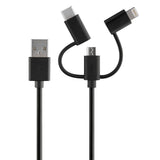 Rove Rv06551 4Ft 3-In-1 Multi Charging Cord Android And Iphone-Ready Cable - Black
