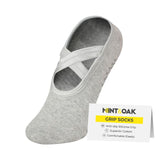 Mint & Oak Women NonSlip Pilates Socks With Grips Ankle Length, Grey Pack Of 1 | Silicone Cotton Socks | Ideal For Yoga, Pilate