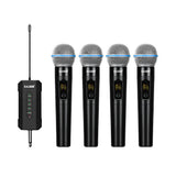 ealsem ES-384 4-CH UHF Wireless Handheld Microphone System - 164ft Range, Rechargeable Receiver, Plug-and-Play for Karaoke & Liv
