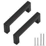 Redunest Cabinet T Bar Handles & Knobs - 10 Pack Square Matte Black Stainless Steel Single Hole Cupboard Hardware