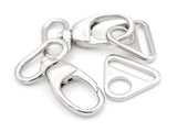 CRAFTMEMORE 2 Sets Fat Swivel Snap Hook with Triangle Rings Push Gate Lobster Claw Clasp for Purse Bags Sewing Accessories (1 In