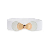 Redhorns Fabric Elastic Waist Belt For Women Dresses Bow Knot Design Stretchy Wide Belt For Ladies Saree Free Size (Ld85J_Whit