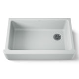 KOHLER K-6489-95 Whitehaven Farmhouse Self-Trimming Apron Front Single Basin Sink with Tall Apron, Ice Grey