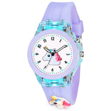On Time Octus Kids Analouge Multi-Color Light Cute 3D Cartoon Character Girls Watch (Multicolour Dial & Purple Colored Strap) (P