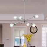 BONLICHT Sputnik Chandelier 6 Lights Modern Pendant Lighting Brushed Nickel Mid Century Flush Mount Ceiling Light Fixture by UL
