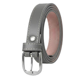 Niddleman Ladies Classic White Leather Belt, Silver Buckle, Casual Waist Belt For Jeans And Dresses (Grey, 38)