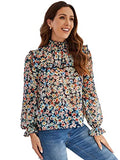 Leriya Fashion Women'S Casual Top Shirts Print T-Shirts Basic Summer Women Tops (Multi-Blue_Large) (Small, Multi)