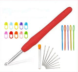 Viradham 4.5Mm Crochet Hook With Soft Grip Handle Ergonomic Aluminum Crochet Needle Set With 9 Stainless Steel Large Eye Yarn