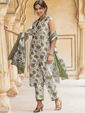 Shienzy Dupatta Set || Kurta Set || Kurta Pant Set || Ethnic Set || Sleeveless Kurta Set For Women Mehandi Xl