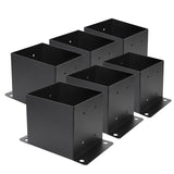 6X 6 Post Base 6 PCS,Inner Size 5.6x5.6Deck Post Base,Heavy Duty Metal Black Powder Coated Post Brackets,for Pavilion Deck Raili