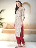 Pinkmint Kurta Set For Women Ll Printed Kurti & Pant Set Ll Regular Kurta Set Ll (Pack Of 2) Beige-Olive Beige-Olive 2Xl